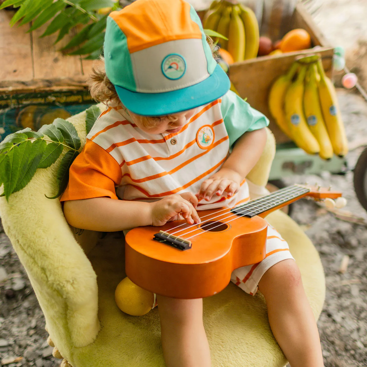 Barboteuse crème à rayures orange, bébé - Image 5