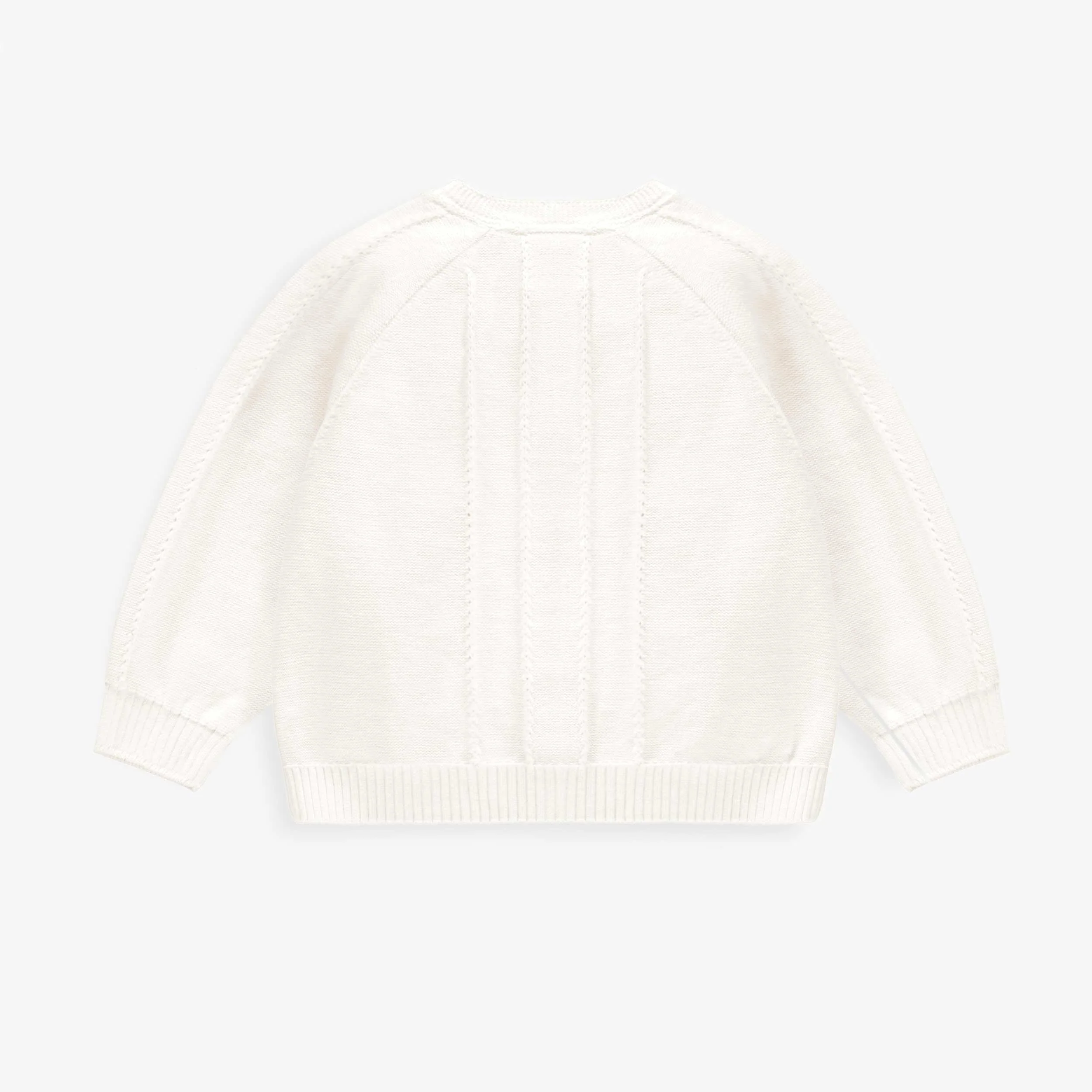 Cardigan blanc en tricot avec détails ajourés et fleurs crochetées, bébé - Image 4