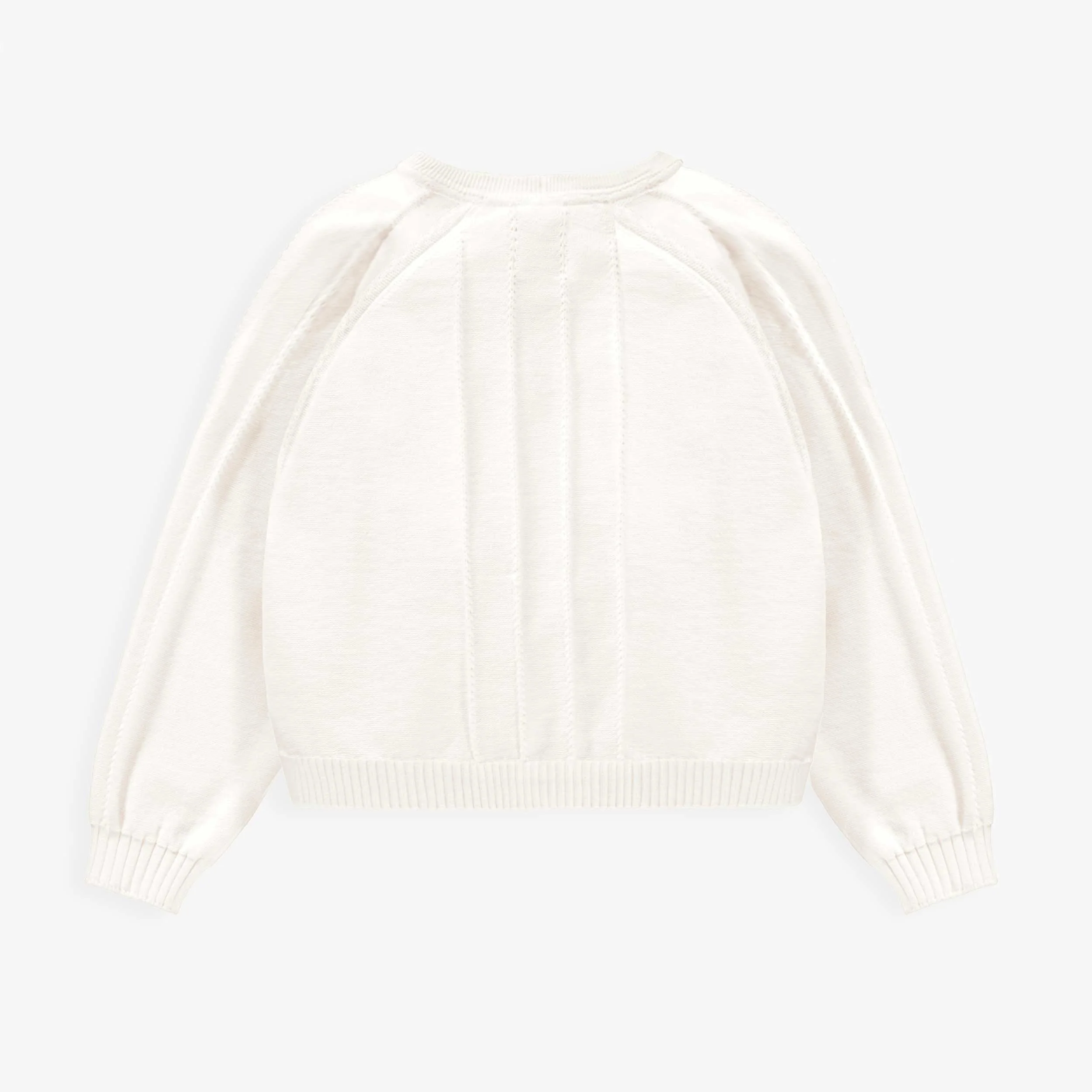 Cardigan blanc en tricot avec détails ajourés et fleurs crochetées, enfant - Image 5