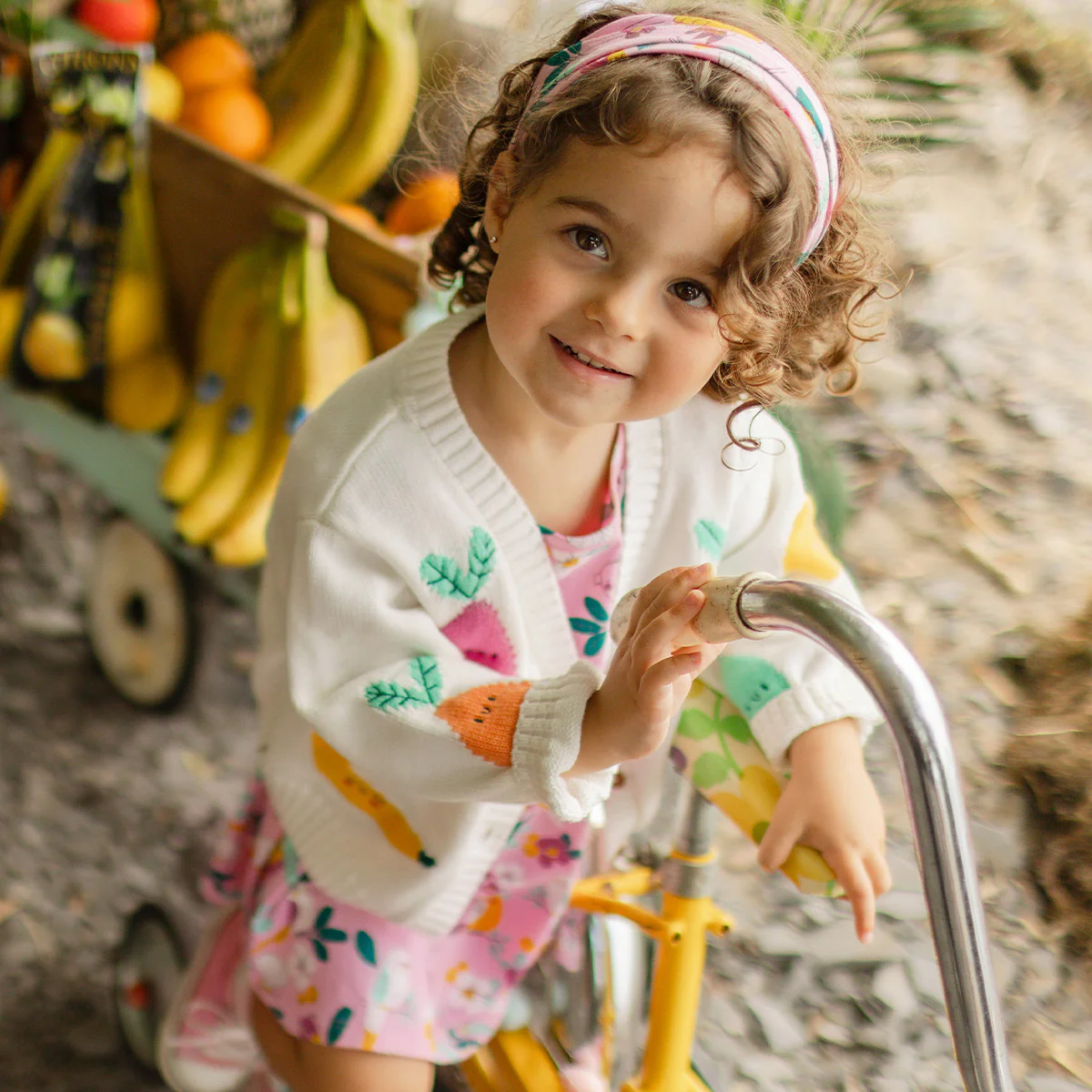Cardigan crème en tricot avec motifs de fruits, bébé - Image 3