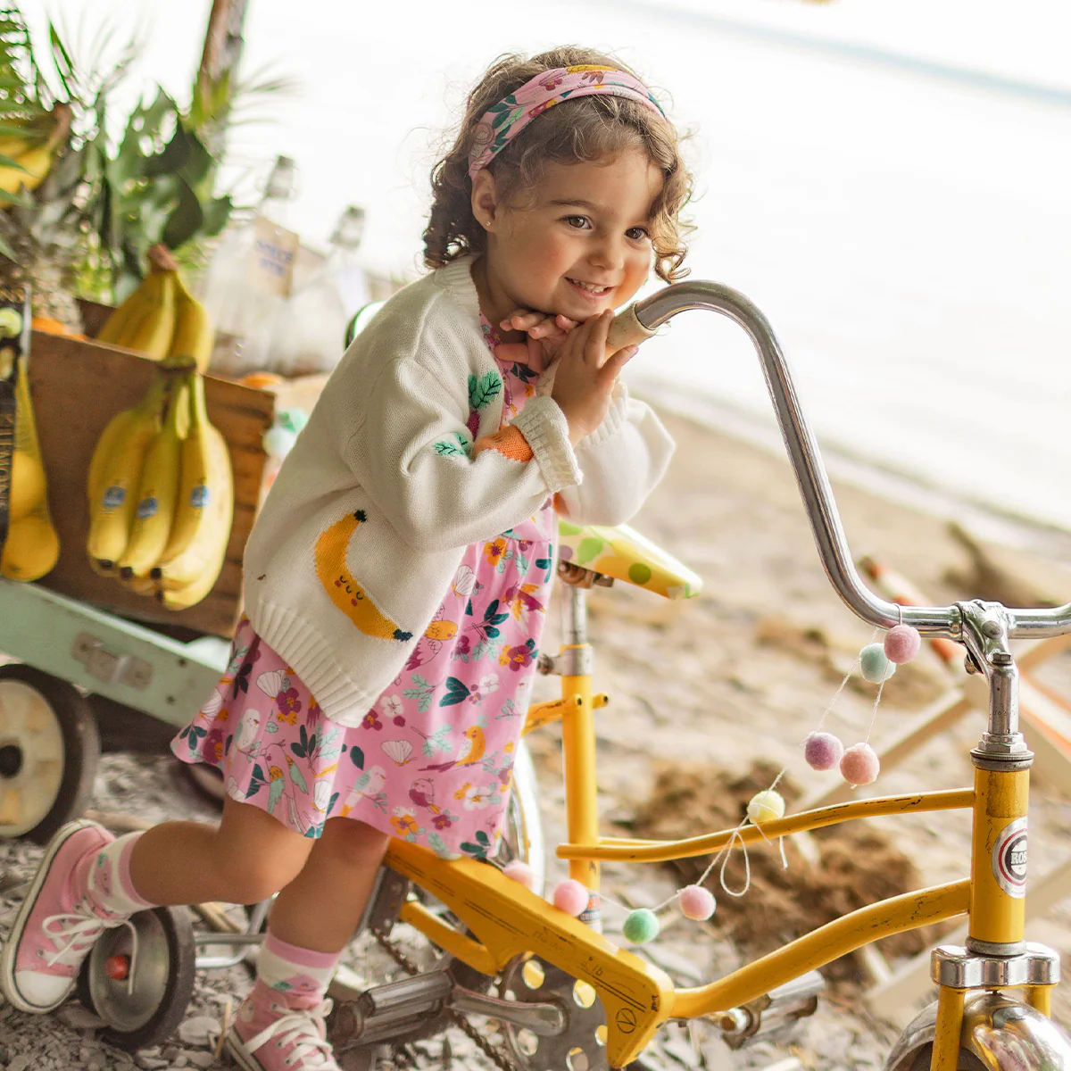 Cardigan crème en tricot avec motifs de fruits, bébé - Image 5