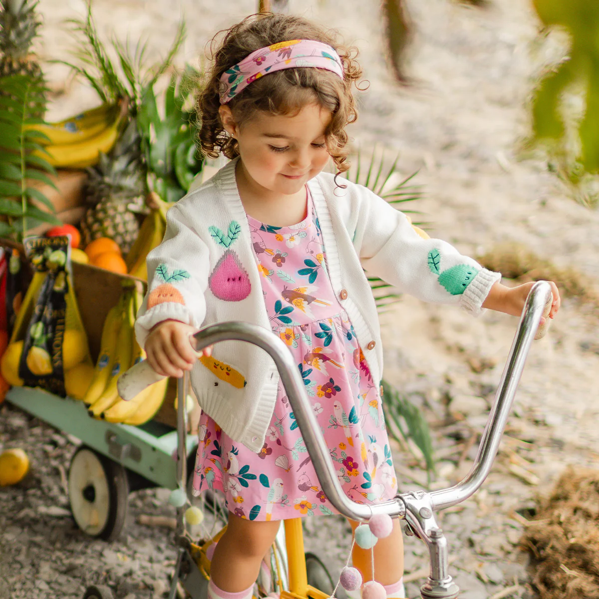 Cardigan crème en tricot avec motifs de fruits, bébé - Image 6