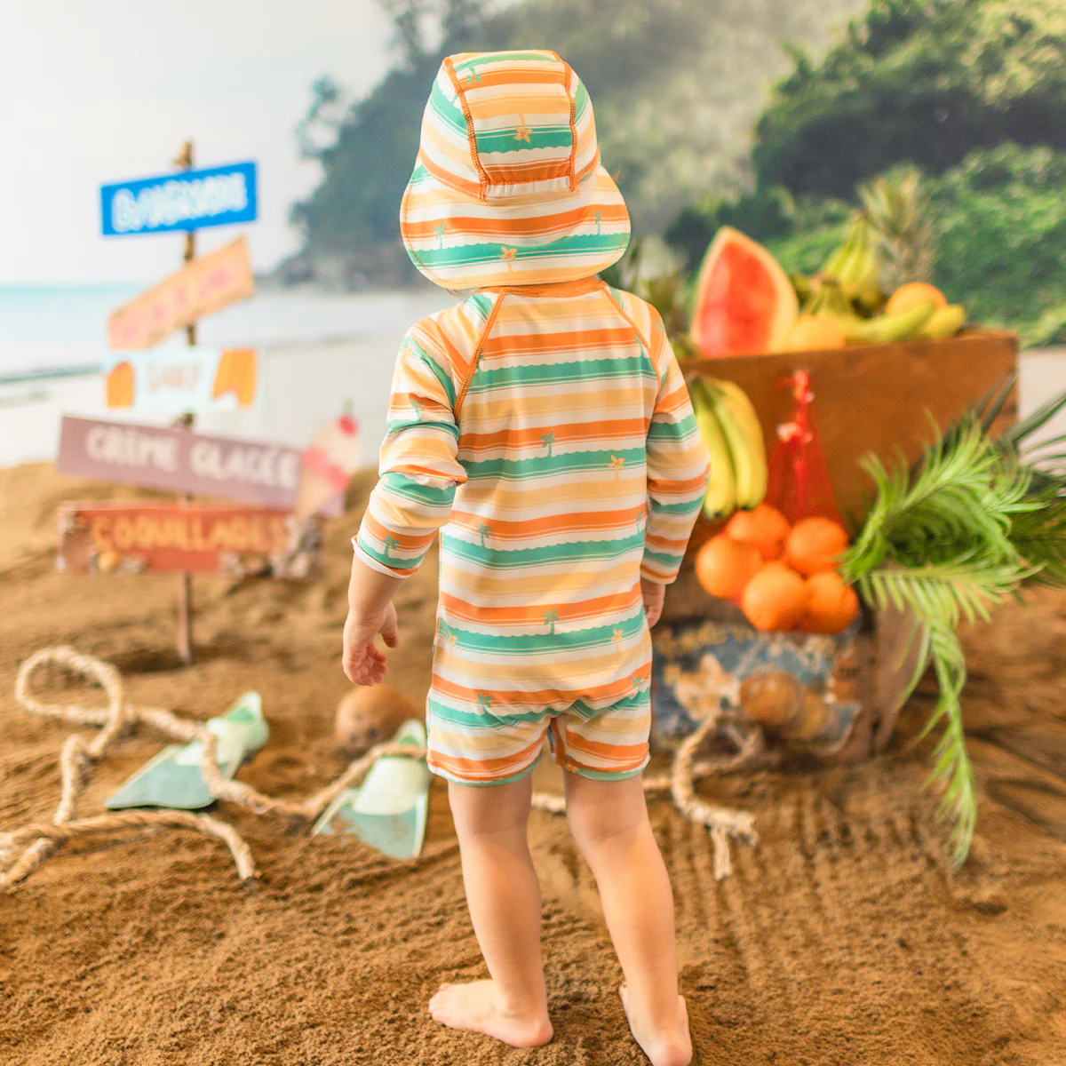 Casquette de bain à rayures colorées, bébé || Swim cap with colorful stripes, baby - Image 3