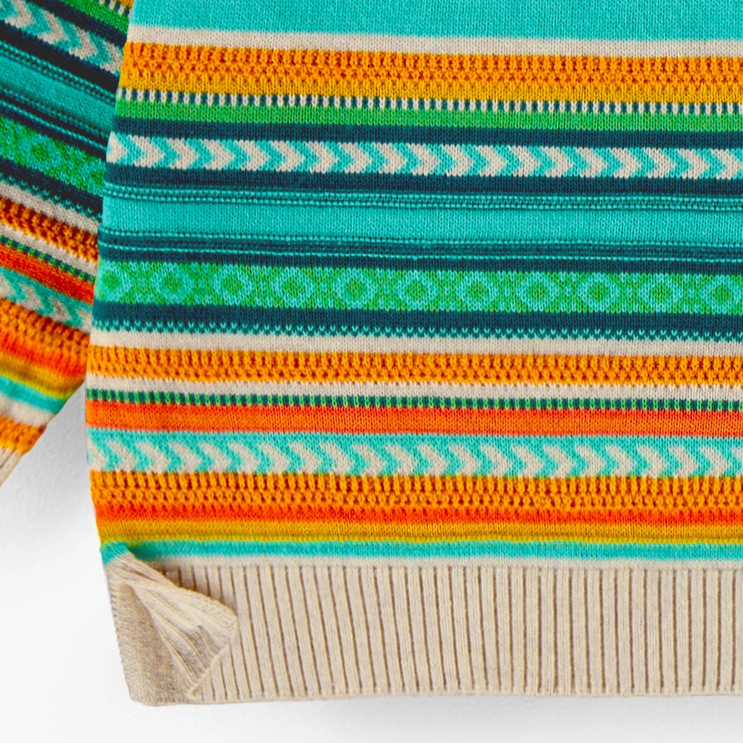 Chandail beige en tricot avec rayures colorées, bébé - Image 4