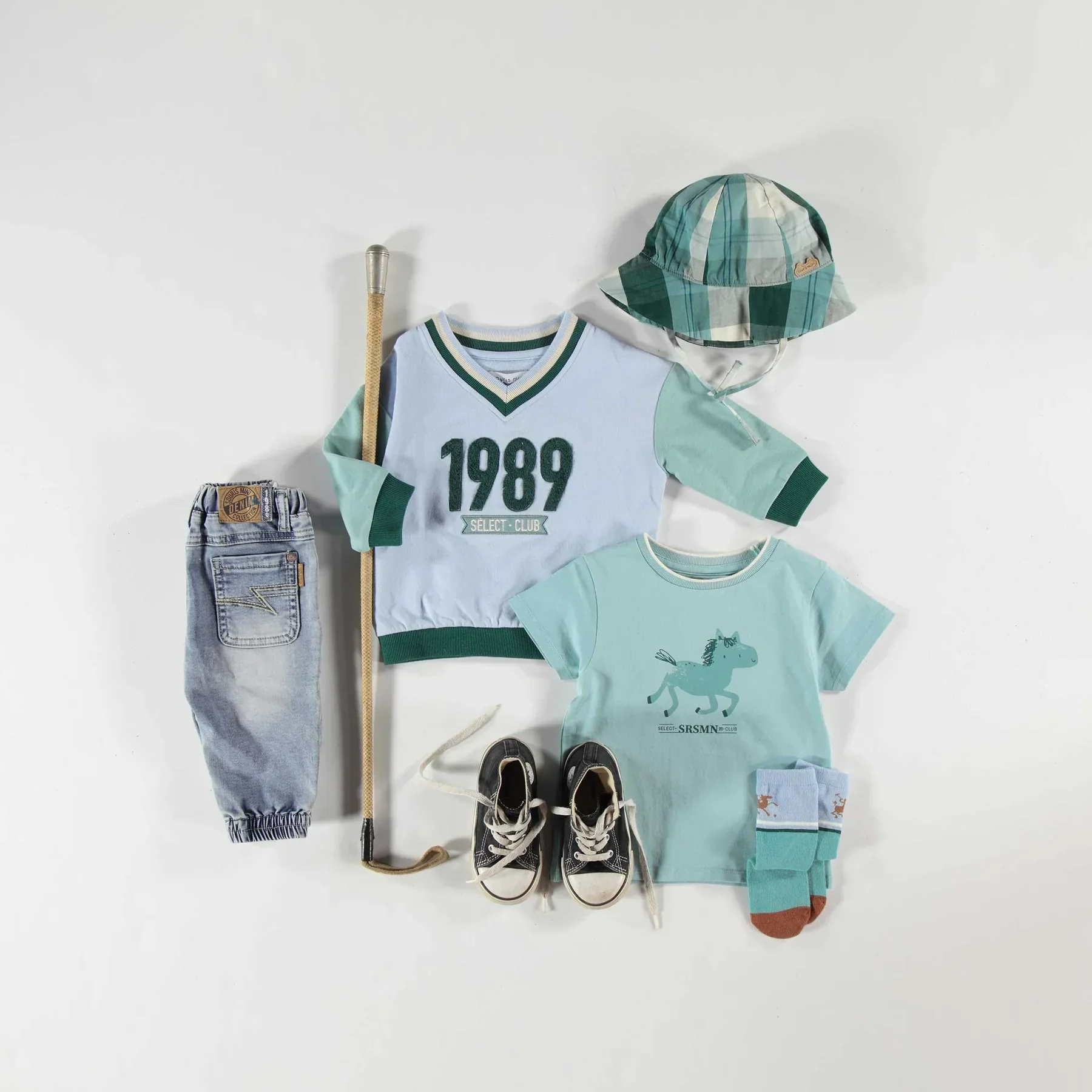 Chandail bleu en coton français avec imprimé 1989, bébé - Image 3