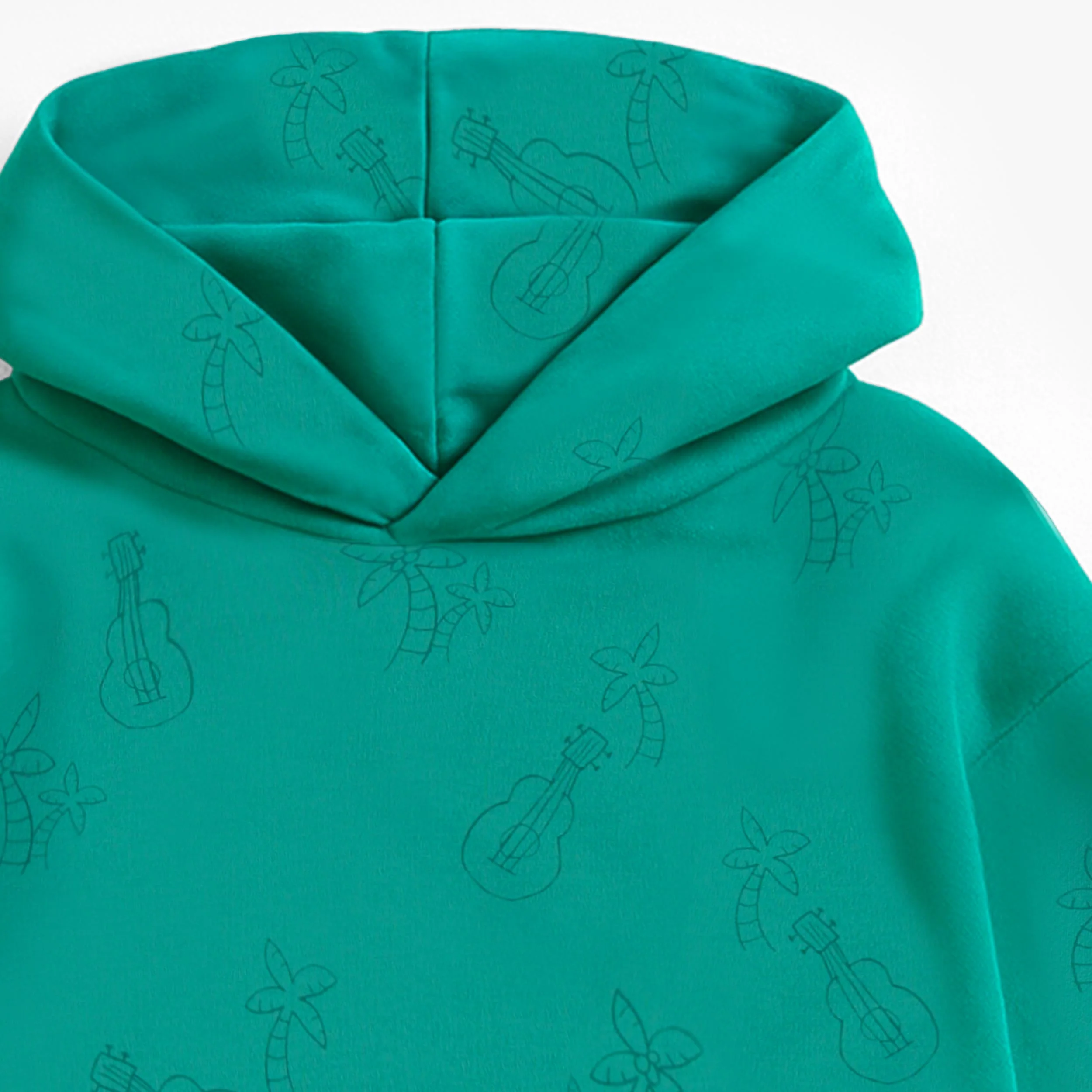 Chandail à capuchon turquoise à motifs de palmiers et guitares, enfant - Image 8