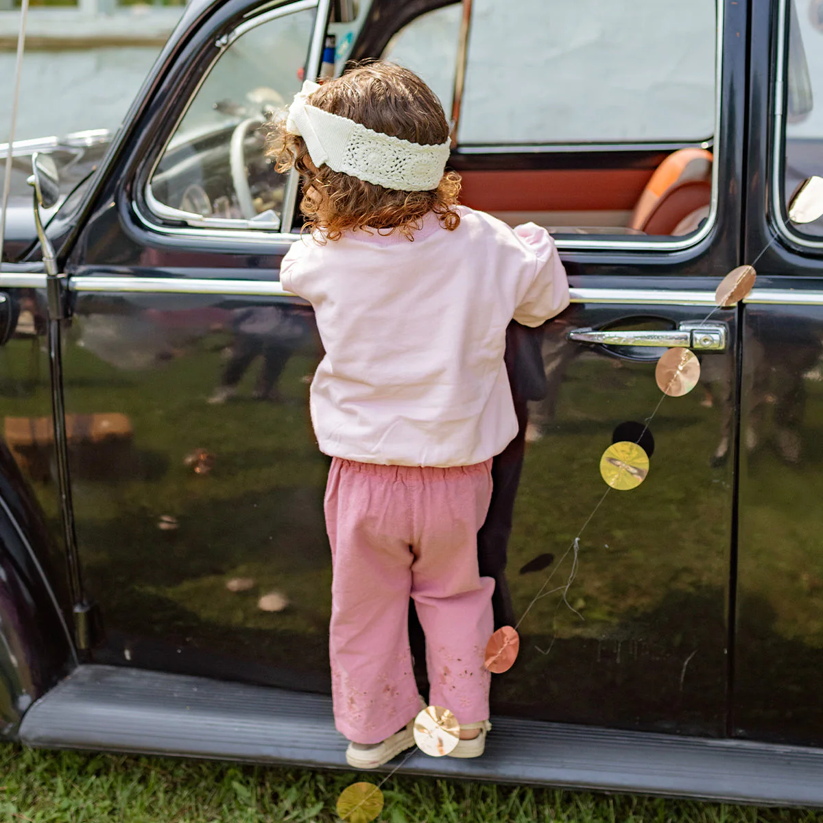 Chandail rose en coton français avec imprimé de cheval, bébé - Image 3