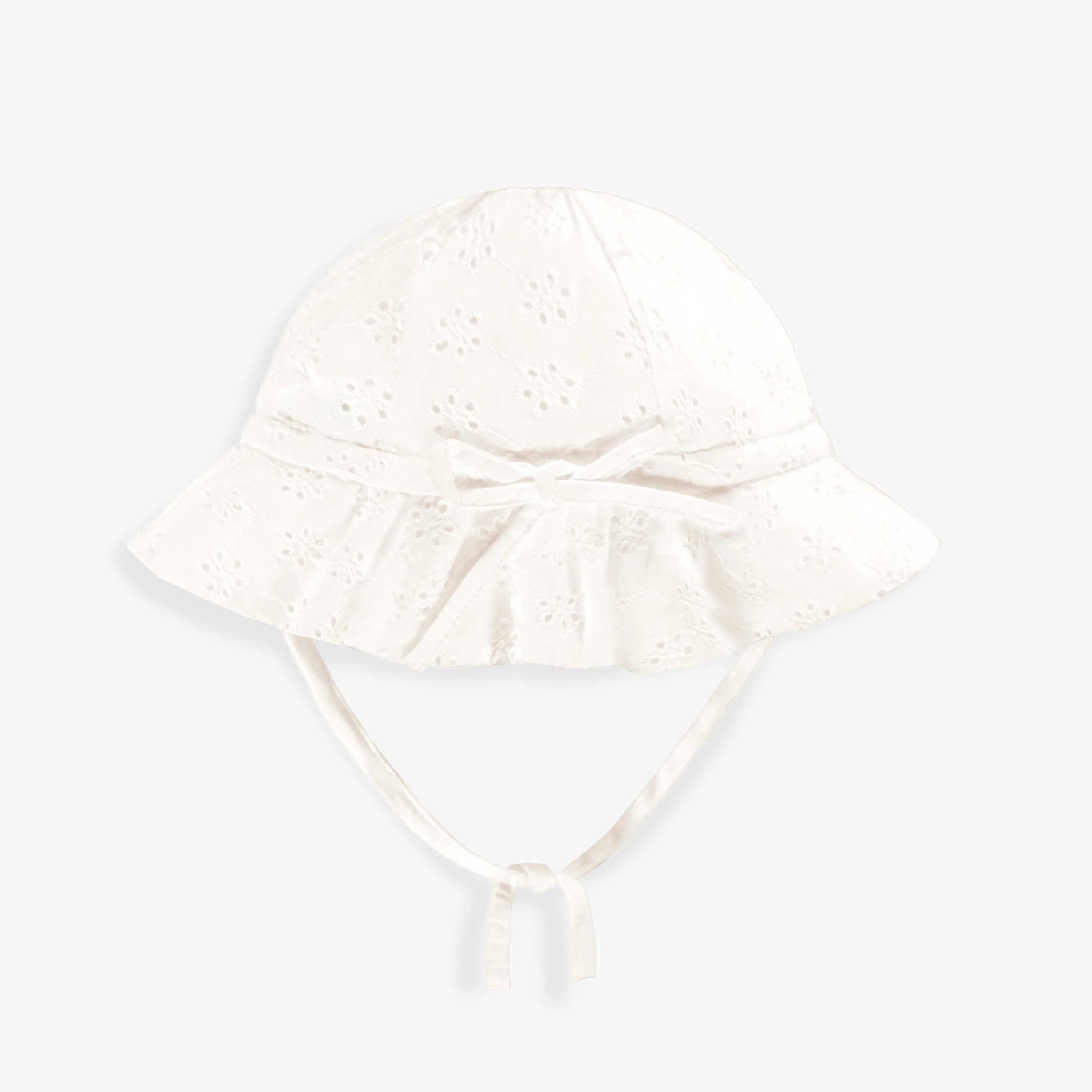 Chapeau blanc en broderie anglaise, bébé - Image 3