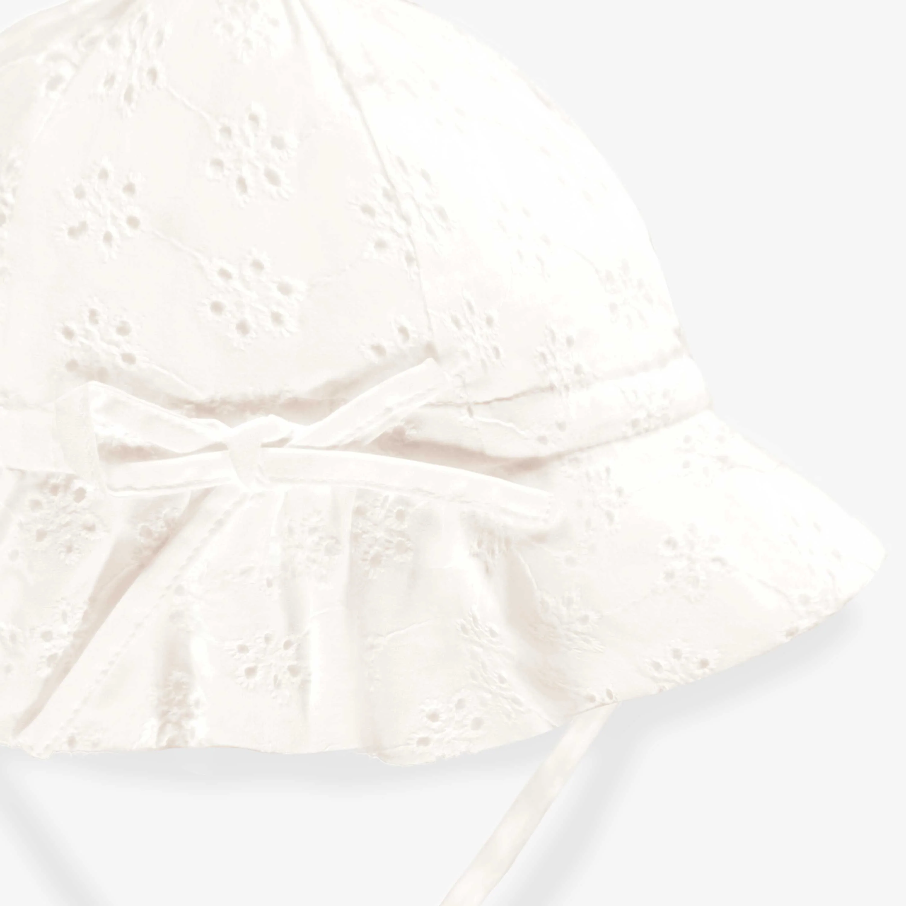 Chapeau blanc en broderie anglaise, bébé - Image 4