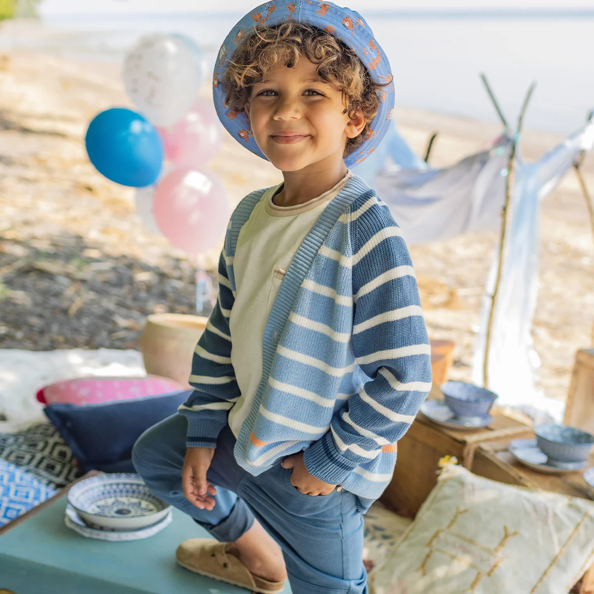 Chapeau de soleil bleu à motifs de tigres, enfant - Image 4