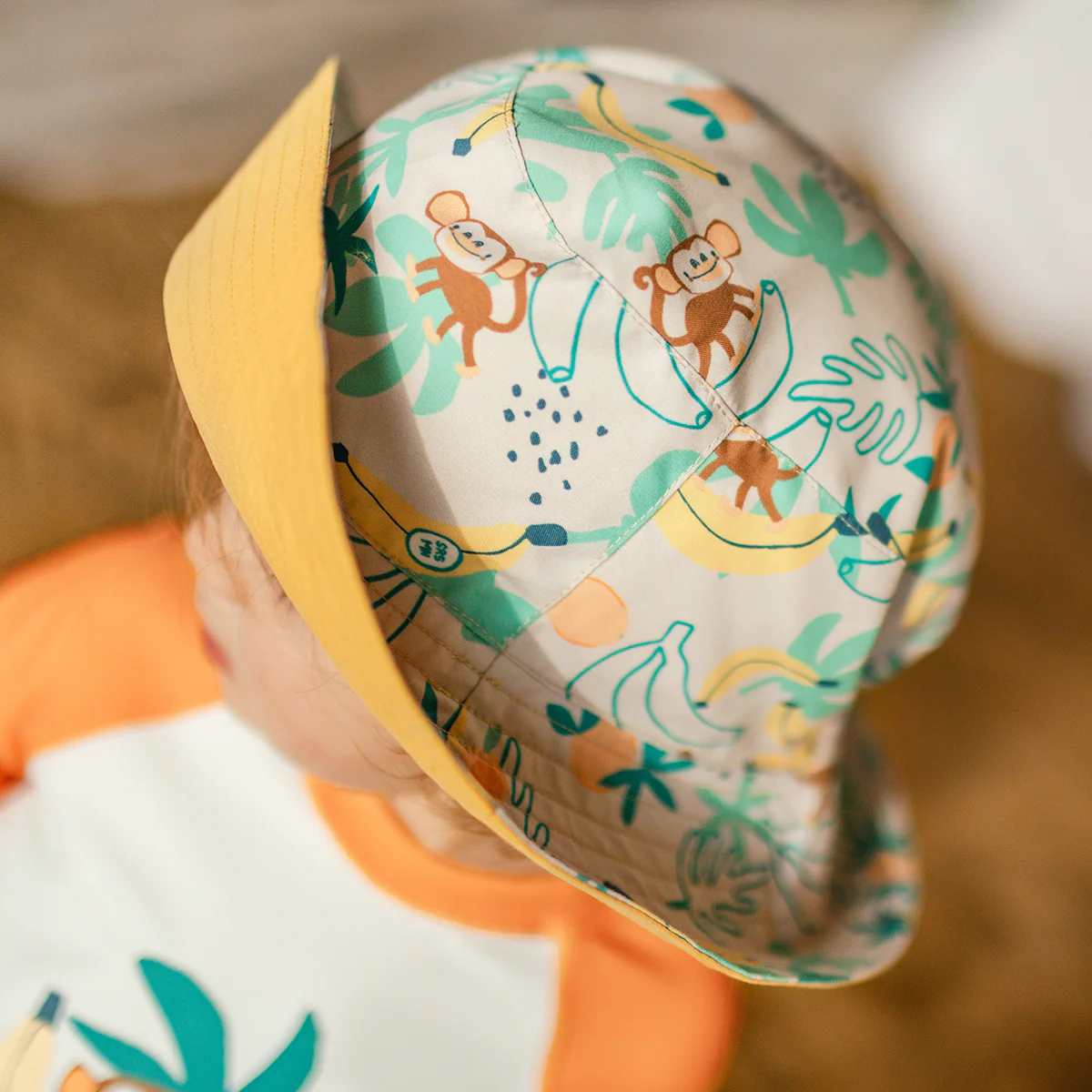Chapeau de soleil réversible beige à motifs tropicaux, bébé - Image 3