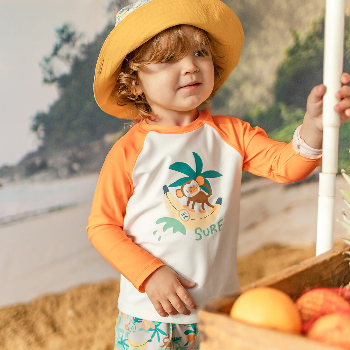 Chapeau de soleil réversible beige à motifs tropicaux, bébé - Image 6