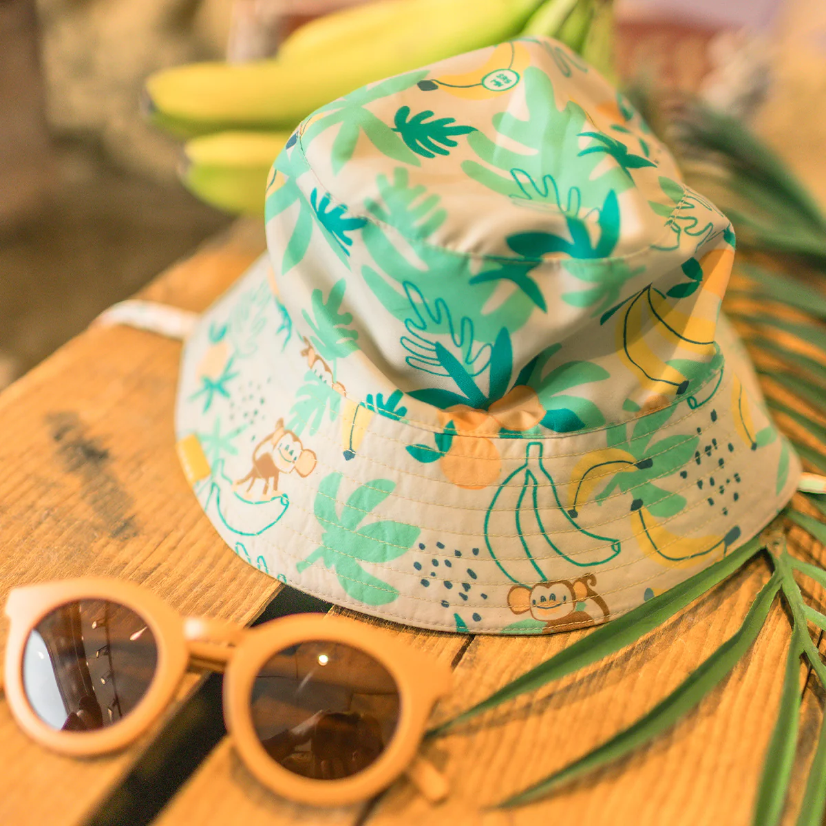Chapeau de soleil réversible beige à motifs tropicaux, bébé - Image 7