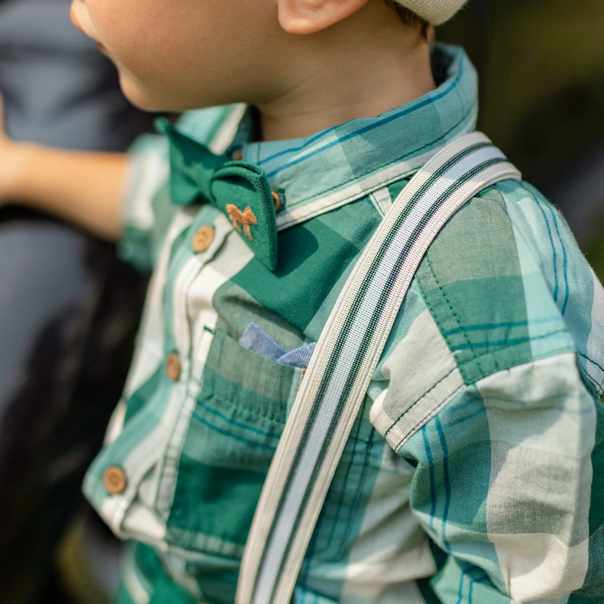 Chemise verte et turquoise à carreaux, bébé - Image 3