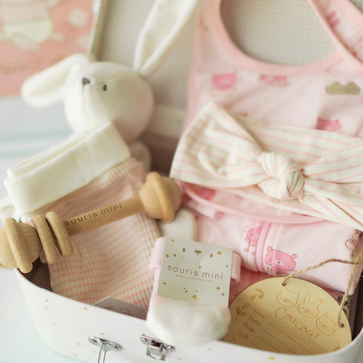 Coffret cadeau rose et crème « Le Signature » (11 pièces), naissance - Image 19