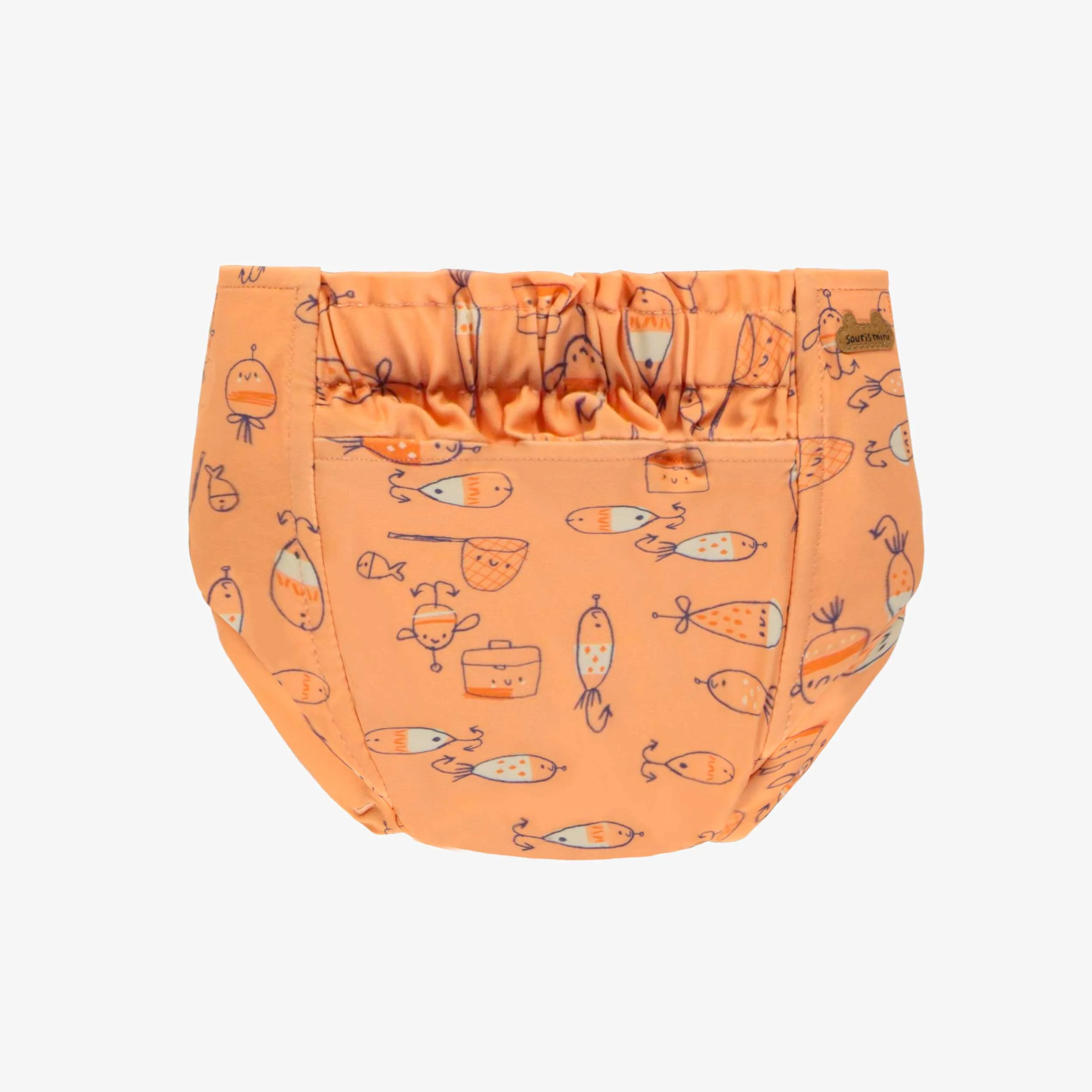 Couche réutilisable ultramince orange à motif de poissons, bébé - Image 6