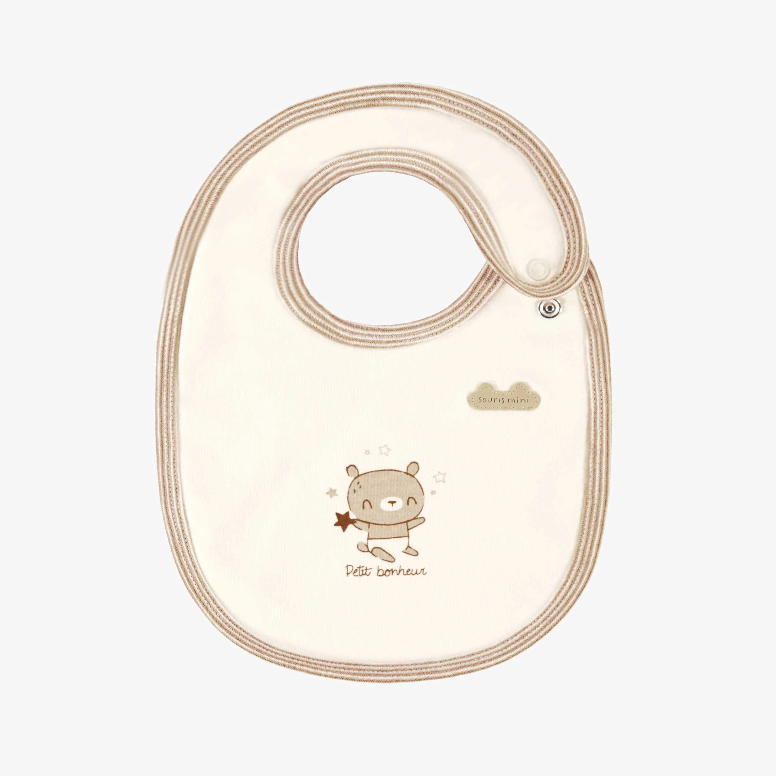 L’ensemble pyjama, bavoir et chapeau crème et beige, naissance - Image 7