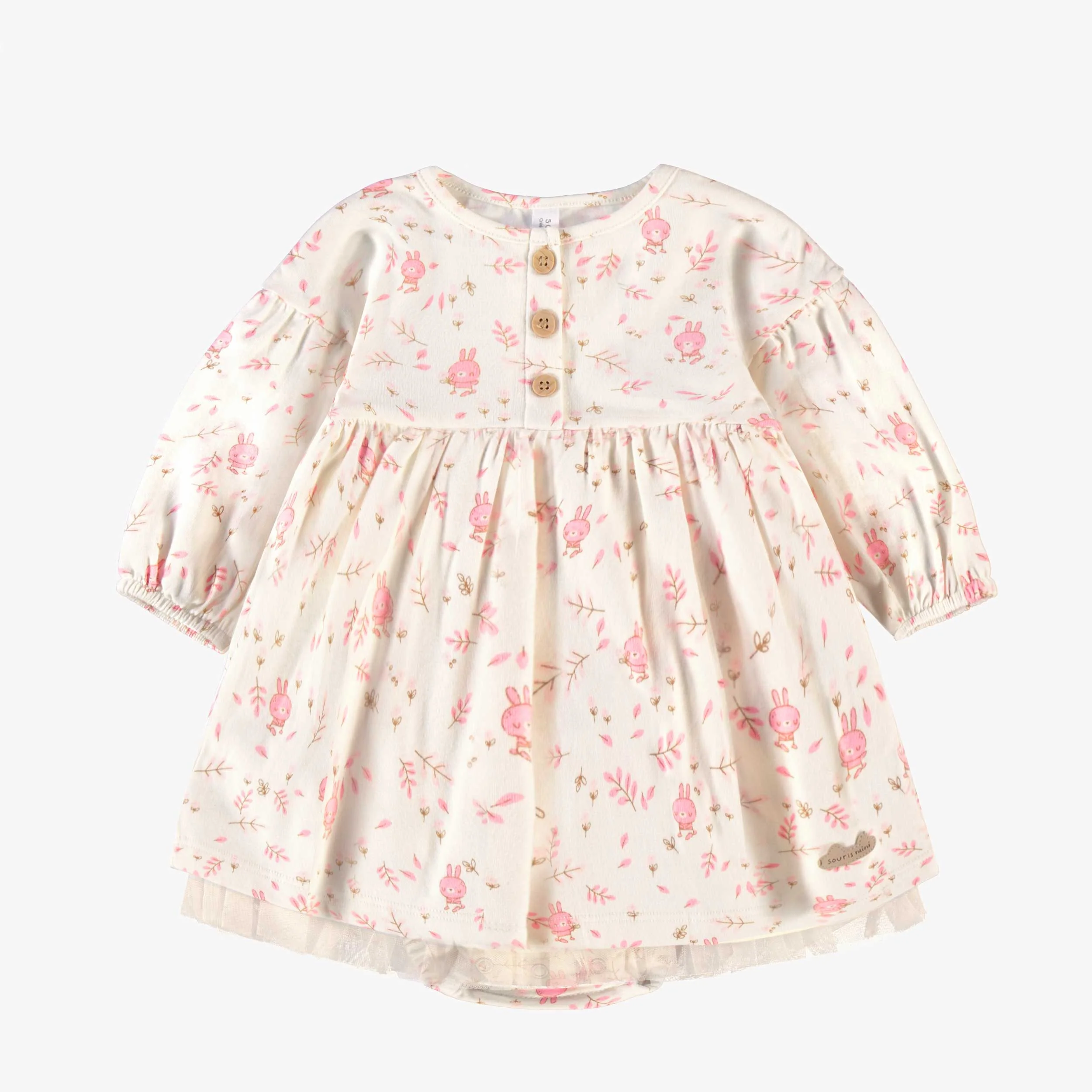 L’ensemble robe et bandeau crème avec motifs, naissance - Image 6