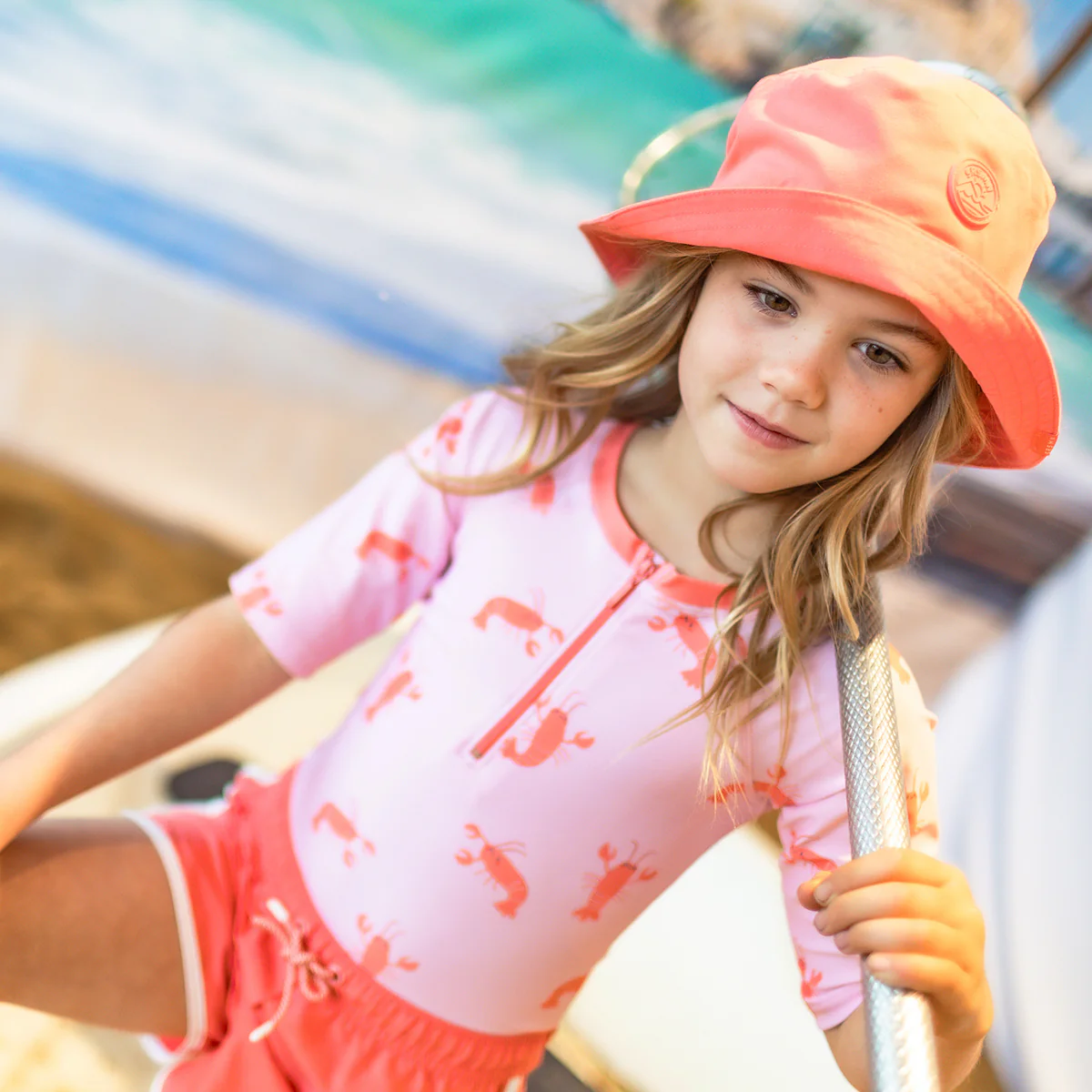 Chapeau de soleil rose corail, enfant - Image 3