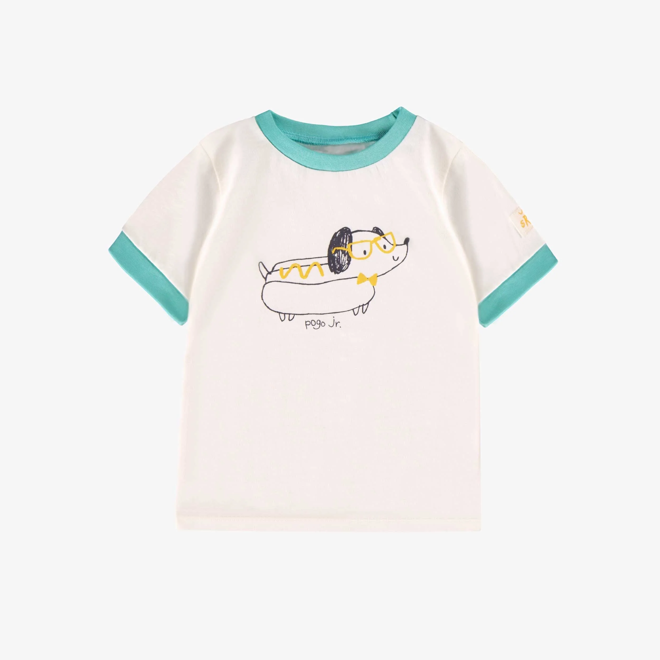 Pyjama deux pièces crème et turquoise avec illustration, bébé - Image 4