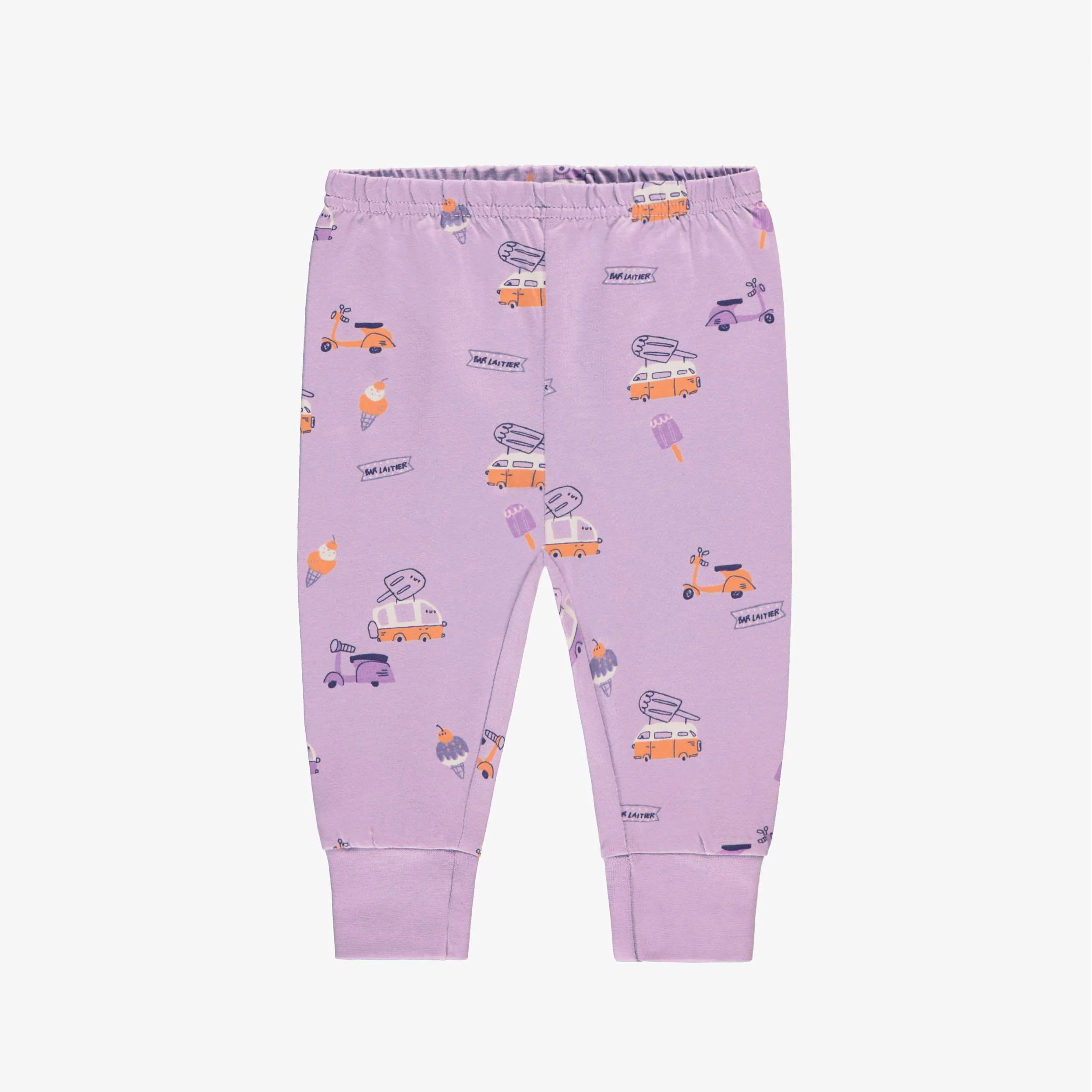 Pyjama deux pièces lilas et crème à motifs et illustration, bébé - Image 3