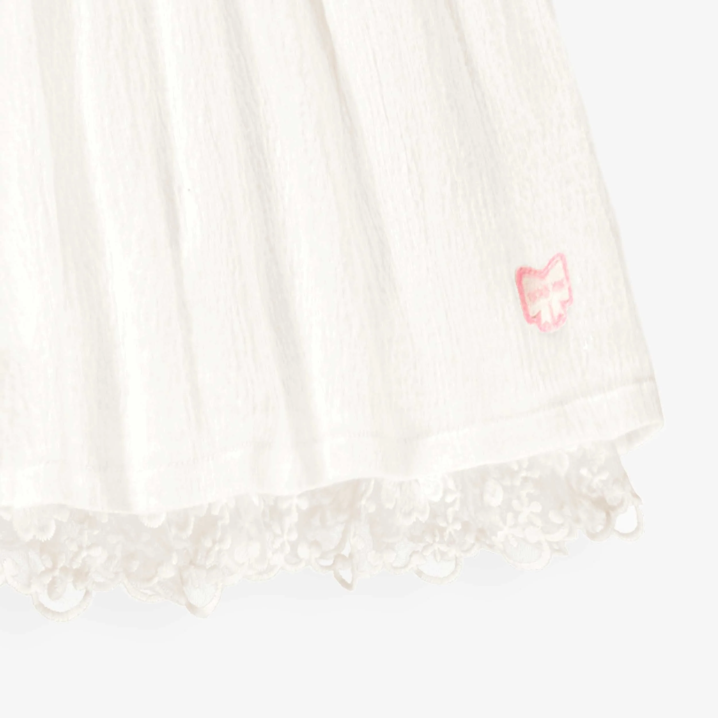Robe blanche en jersey crêpé avec broderies de fleurs, bébé - Image 3