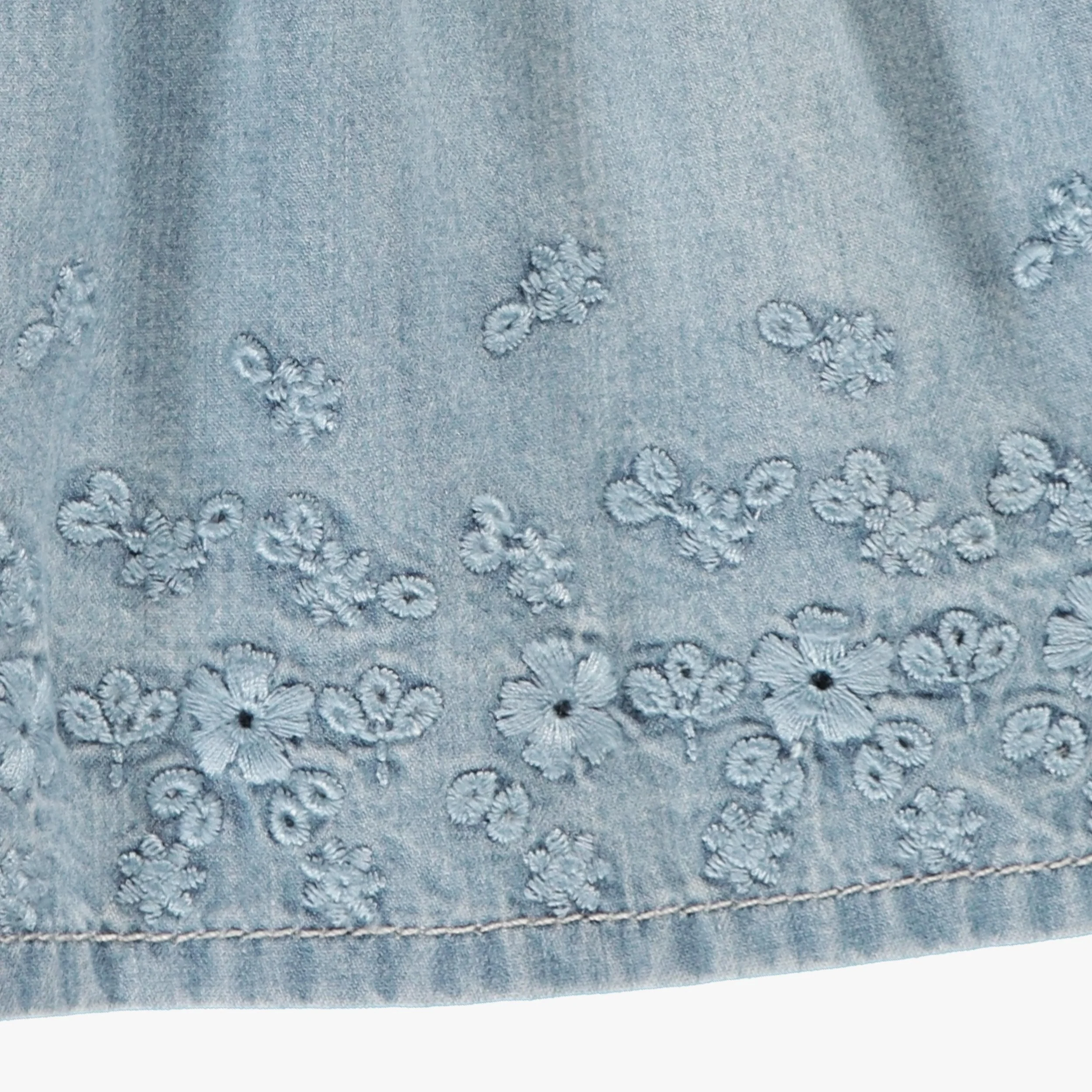 Robe et bloomer en denim avec broderie anglaise, naissance - Image 3