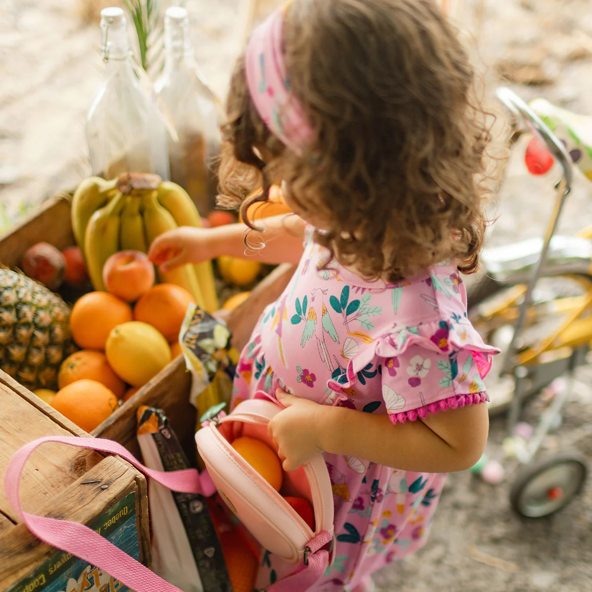 Robe rose à motifs tropicaux, bébé - Image 4
