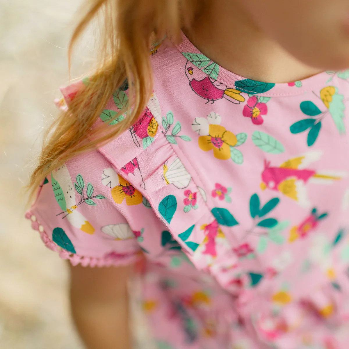 Robe rose à motifs tropicaux, enfant - Image 6