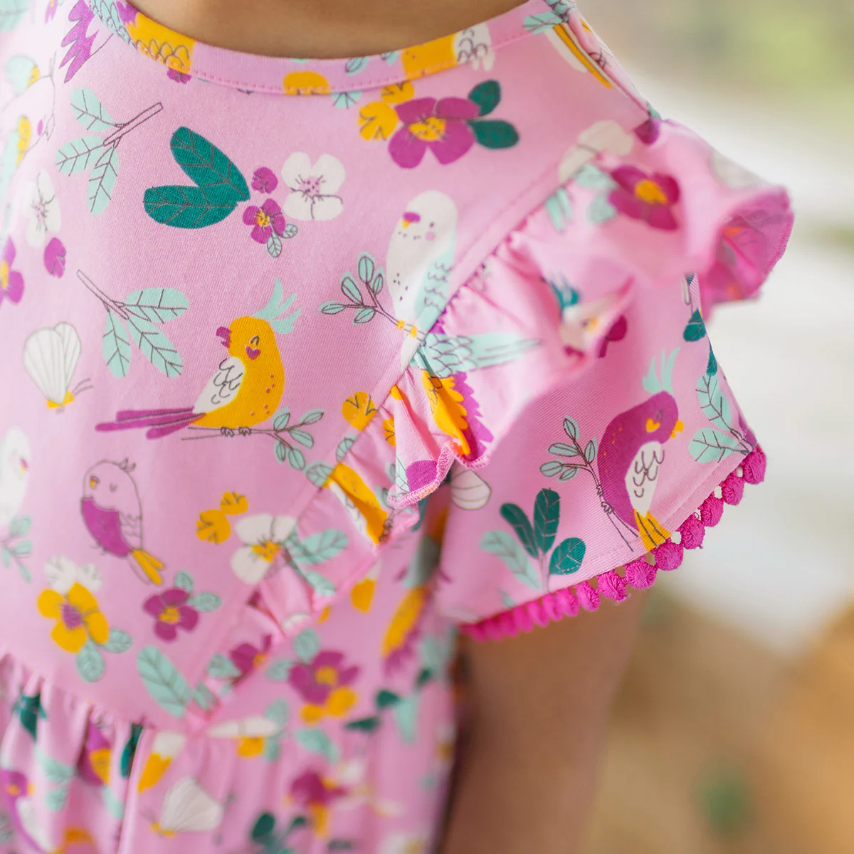 Robe rose à motifs tropicaux, enfant - Image 7