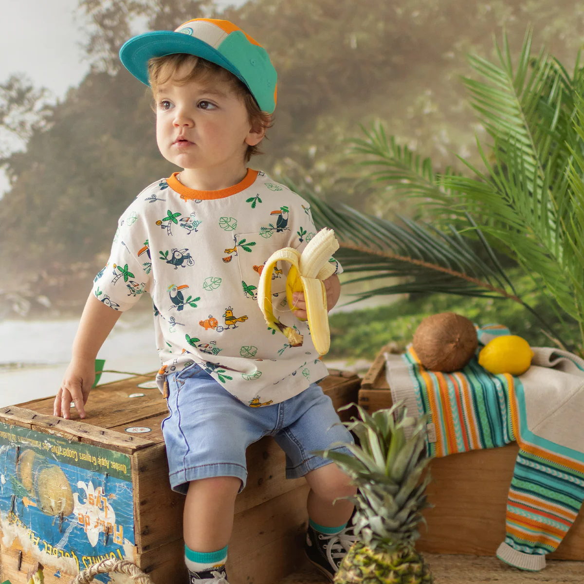 Short bleu en denim, bébé - Image 3