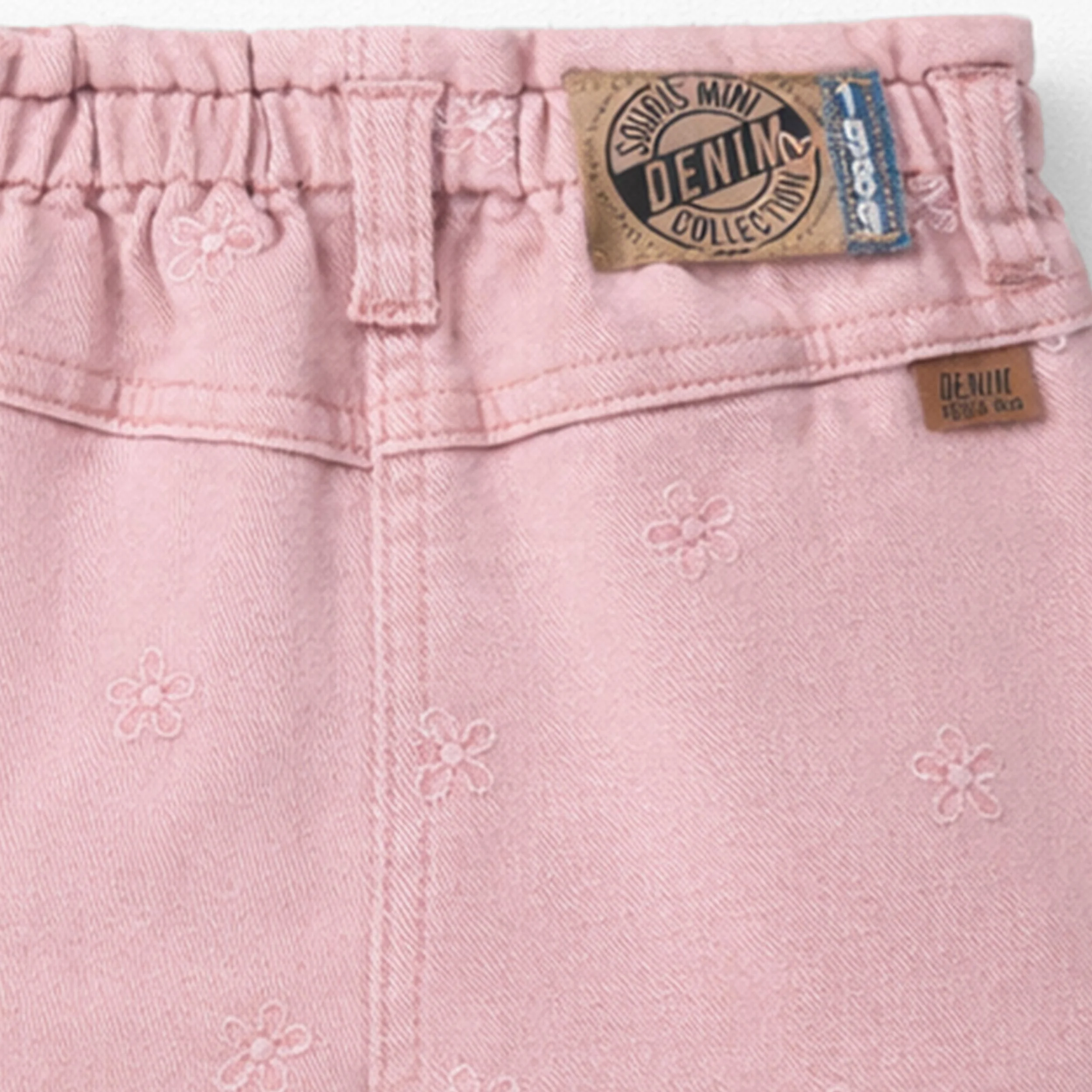 Short rose en denim avec broderies de fleurs, bébé - Image 3