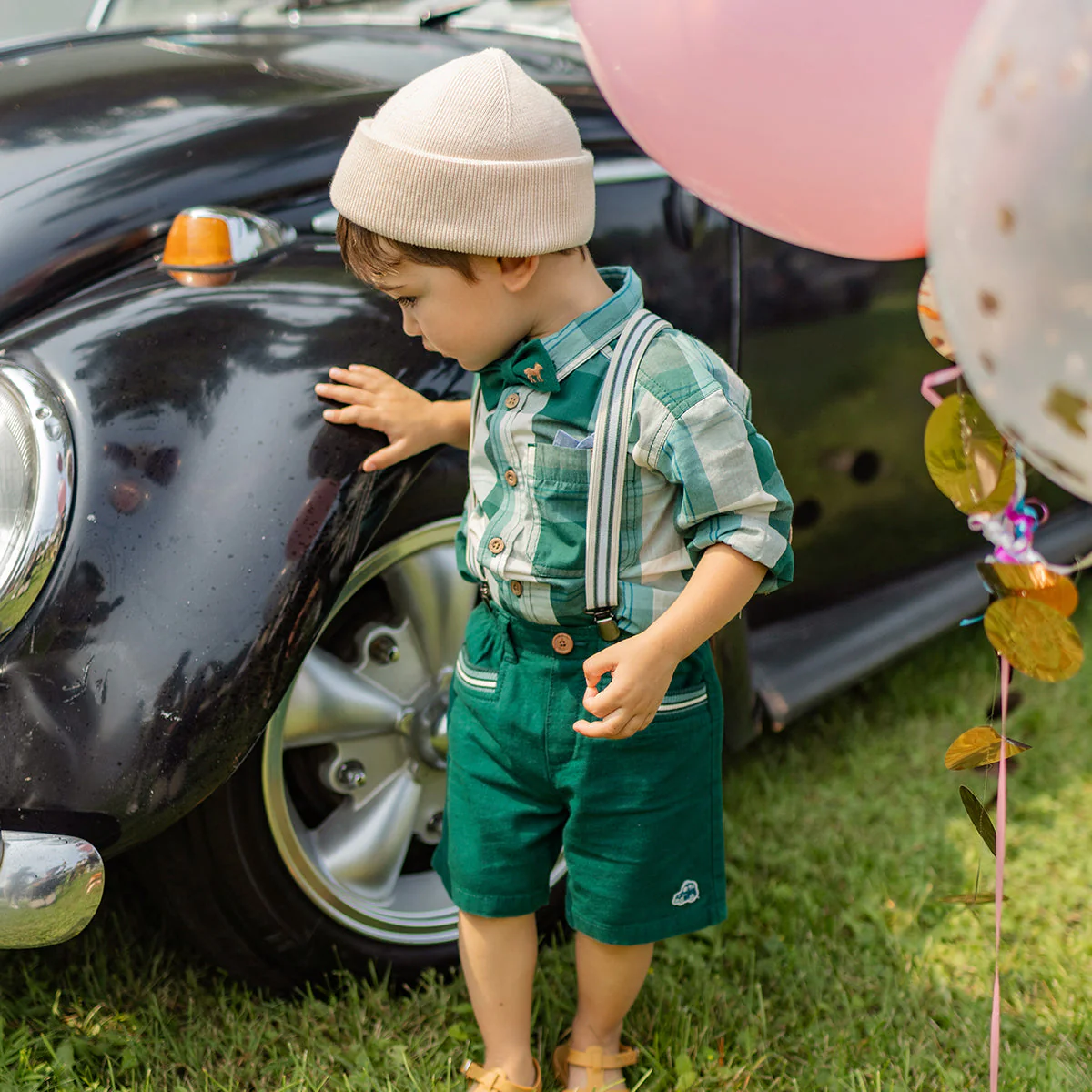 Short vert en lin et coton, bébé - Image 3