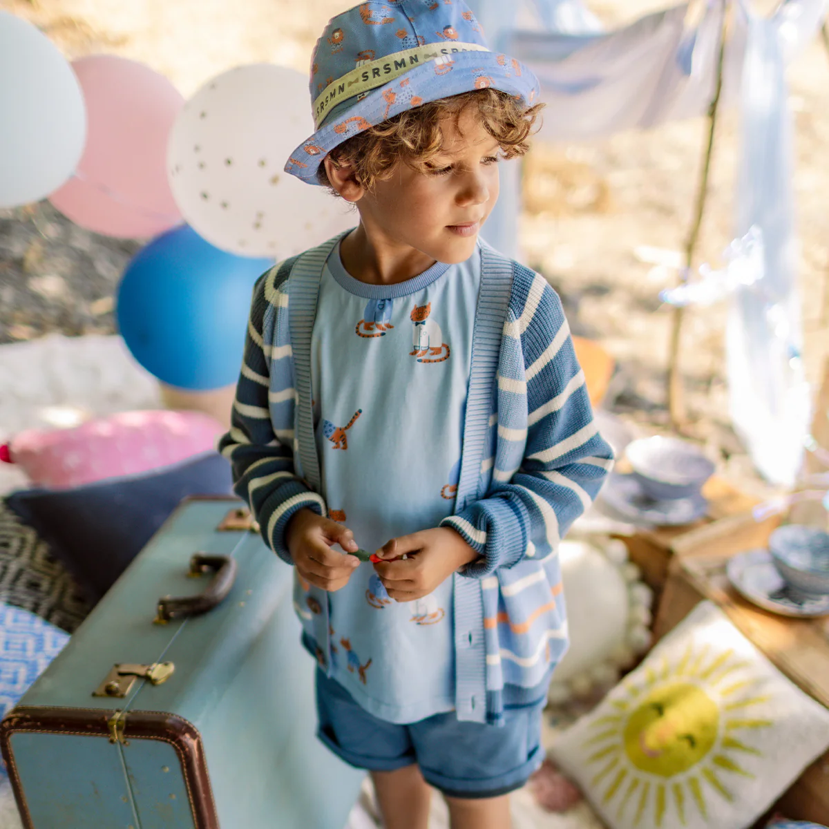 Chapeau de soleil bleu à motifs de tigres, enfant - Image 5