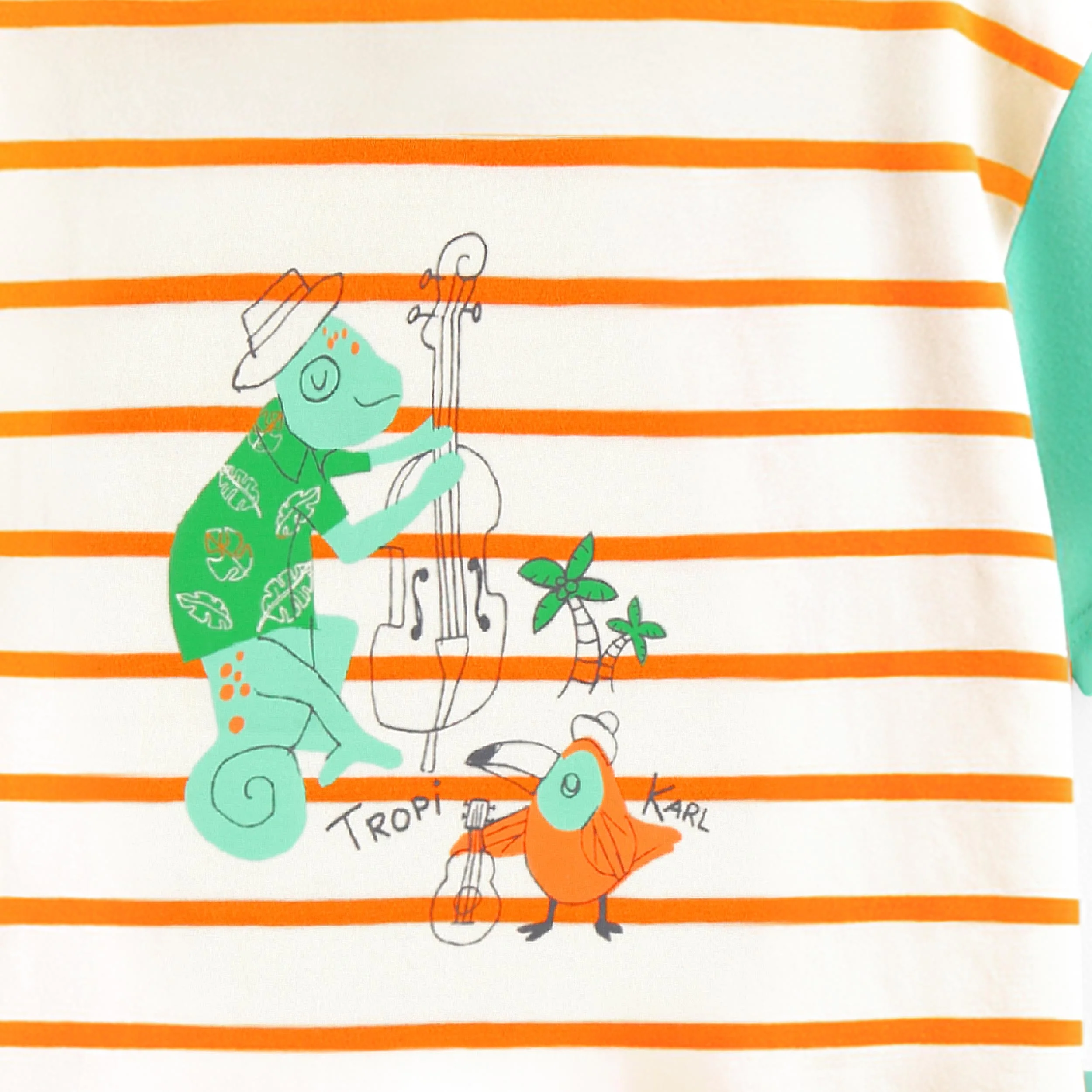 T-shirt crème à rayures et illustration, enfant - Image 6