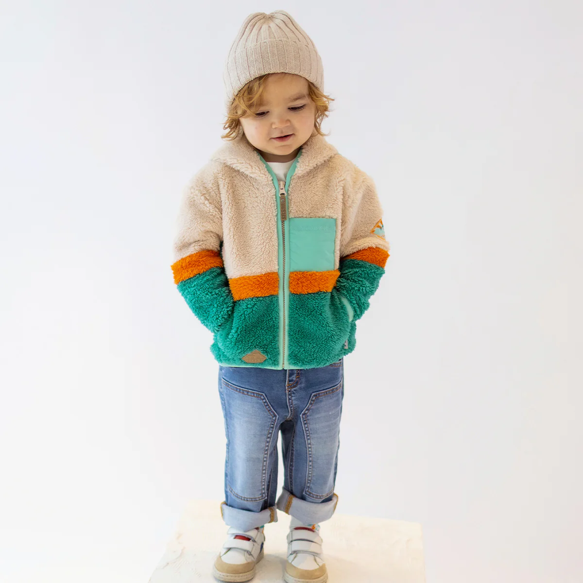 Veste en peluche blocs de couleur, bébé - Image 5