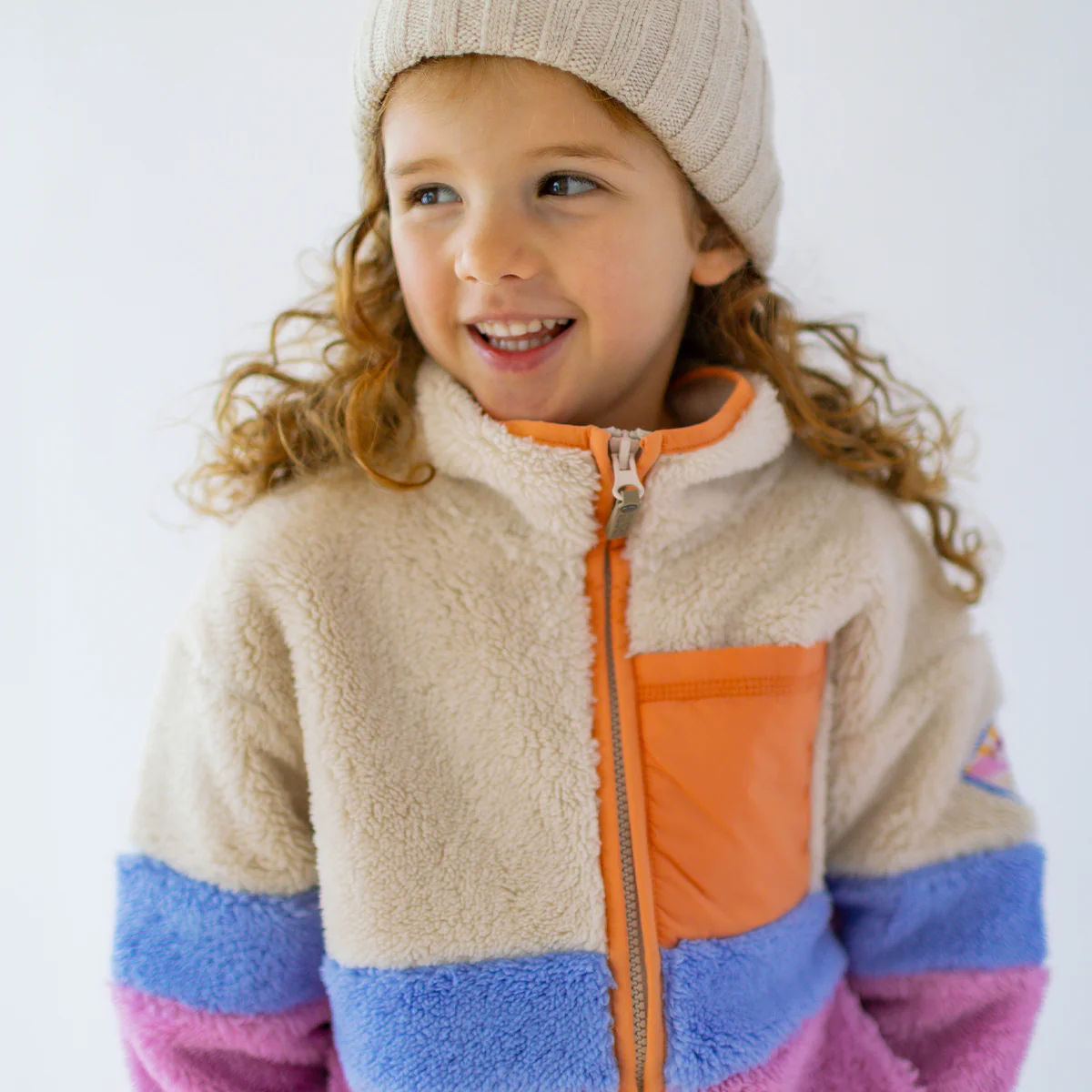 Veste en peluche blocs de couleur, enfant - Image 3