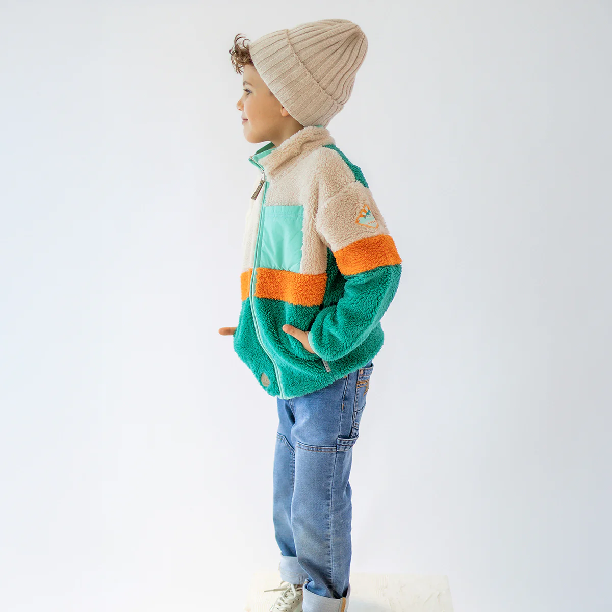 Veste en peluche blocs de couleur, enfant - Image 4