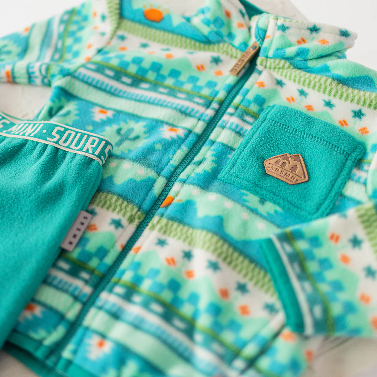 Veste en polar turquoise à motifs, bébé - Image 6