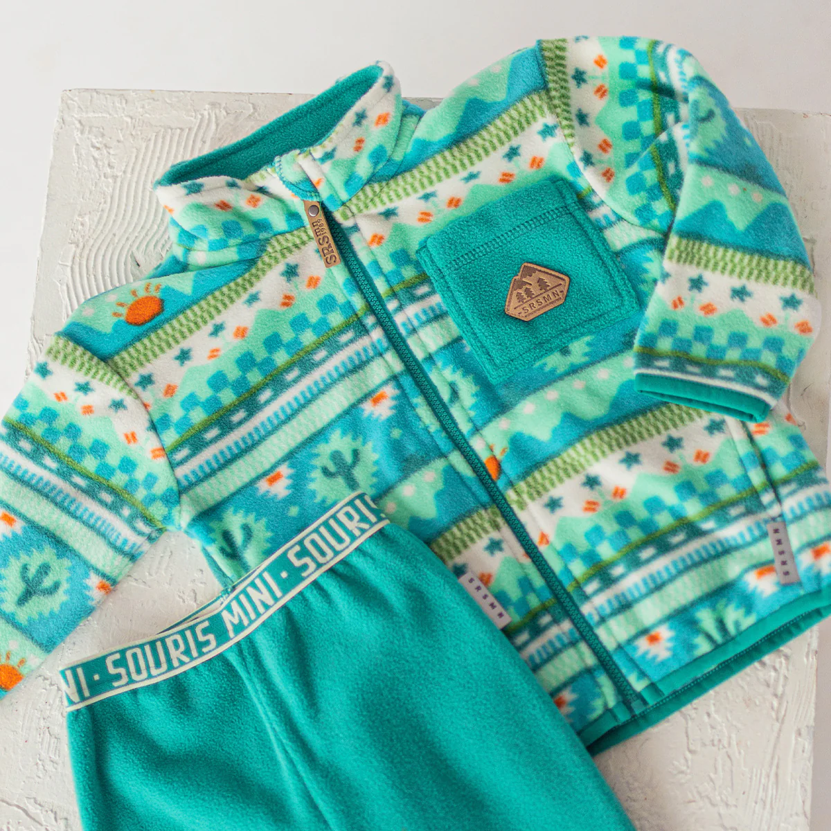 Veste en polar turquoise à motifs, bébé - Image 7